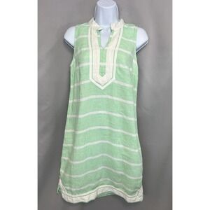 Crown & Ivy Mint Green/White Stripe Sleeveless Kurta Linen Dress Sz 2